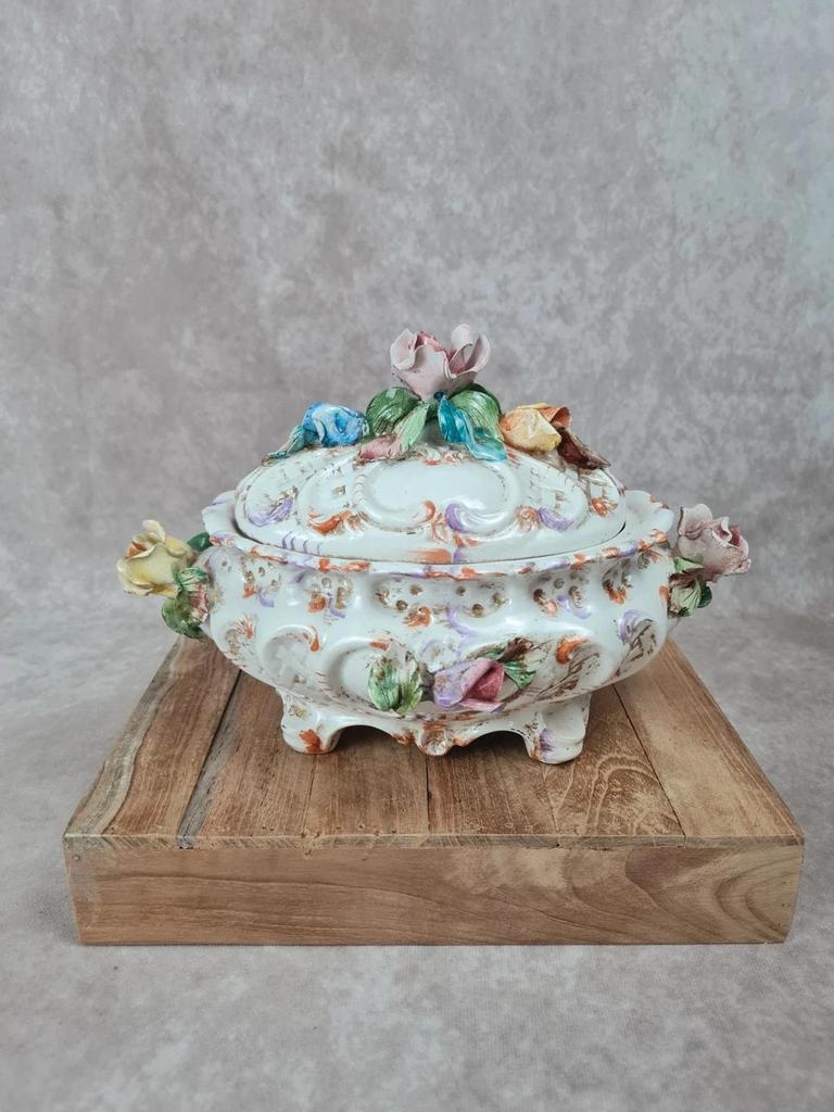 🇮🇹 Soupière décorative vintage Val del Brenta en porcelaine italienne 🌸