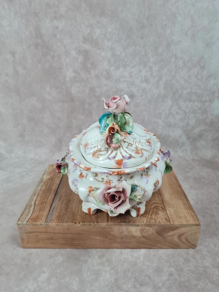 🇮🇹 Soupière décorative vintage Val del Brenta en porcelaine italienne 🌸