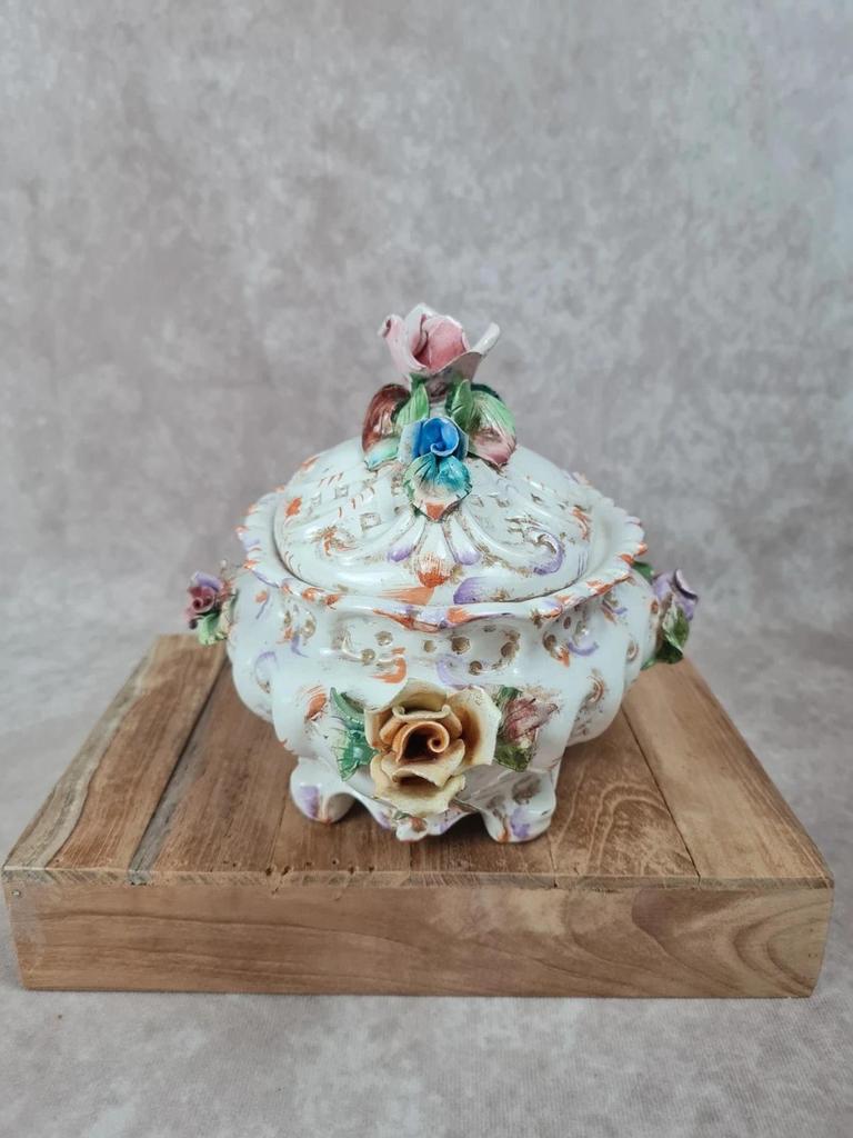 🇮🇹 Soupière décorative vintage Val del Brenta en porcelaine italienne 🌸
