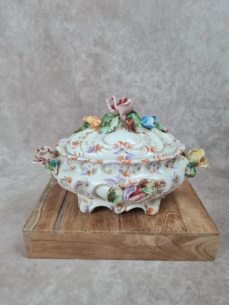 🇮🇹 Soupière décorative vintage Val del Brenta en porcelaine italienne 🌸