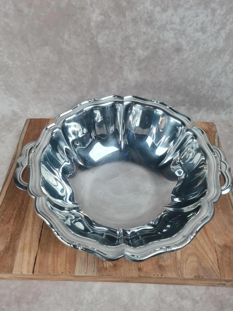 Soupière / légumière vintage en inox – forme godronnée