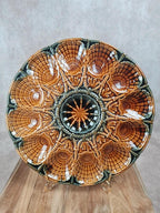 Superbe lot vintage : 12 assiettes à huîtres + grand plat Sarreguemines