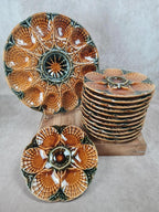 Superbe lot vintage : 12 assiettes à huîtres + grand plat Sarreguemines