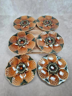 Superbe lot vintage : 12 assiettes à huîtres + grand plat Sarreguemines