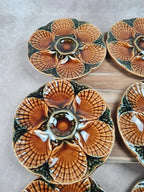 Superbe lot vintage : 12 assiettes à huîtres + grand plat Sarreguemines