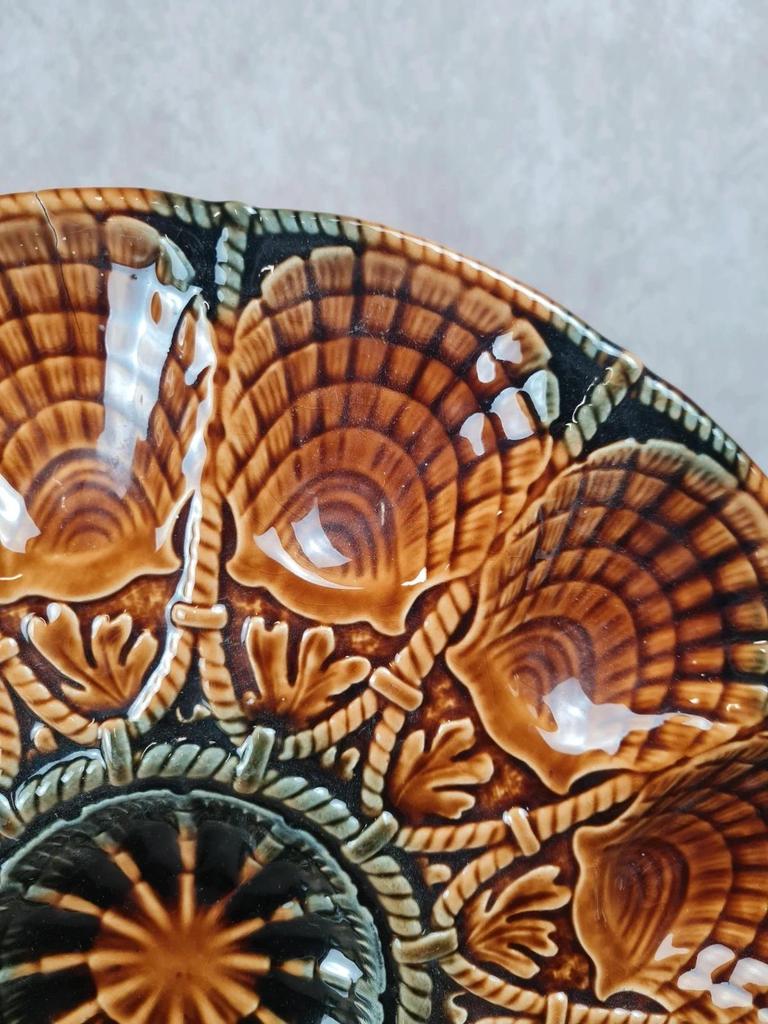 Superbe lot vintage : 12 assiettes à huîtres + grand plat Sarreguemines