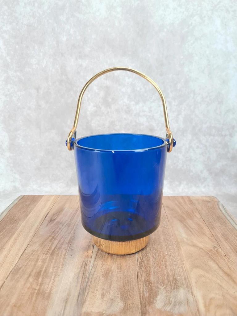 💙 Superbe seau à glace bleu cobalt – style Holmegaard / design scandinave 60–70 💙