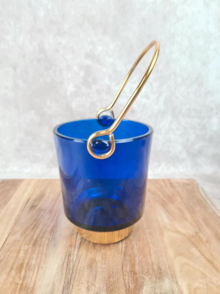 💙 Superbe seau à glace bleu cobalt – style Holmegaard / design scandinave 60–70 💙