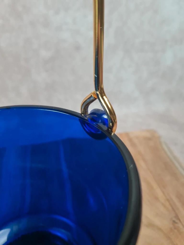 💙 Superbe seau à glace bleu cobalt – style Holmegaard / design scandinave 60–70 💙