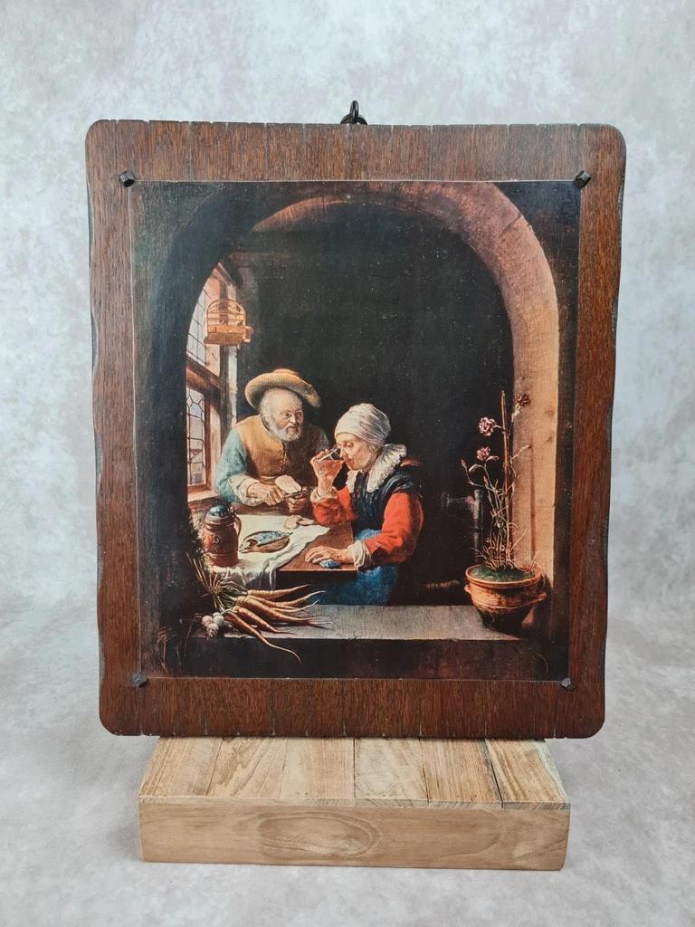 Tableau ancien Van Mieris – Le déjeuner des vieux