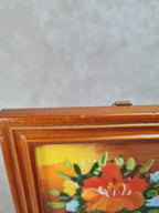 Tableau signé Chen Lee – Peinture florale avec cadre bois