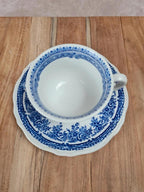 Tasse et sous - tasse vintage Kg Lunéville – modèle The Cottage bleu