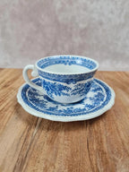 Tasse et sous - tasse vintage Kg Lunéville – modèle The Cottage bleu