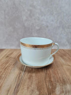 Tasse & sous - tasse en porcelaine – décor doré – mélange Limoges & Sologne 💛