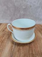 Tasse & sous - tasse en porcelaine – décor doré – mélange Limoges & Sologne 💛