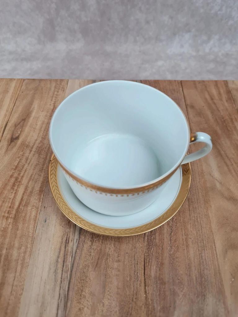 Tasse & sous - tasse en porcelaine – décor doré – mélange Limoges & Sologne 💛