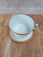 Tasse & sous - tasse en porcelaine – décor doré – mélange Limoges & Sologne 💛