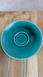 Tasse vintage en céramique verte Salins avec soucoupe