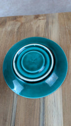 Tasse vintage en céramique verte Salins avec soucoupe