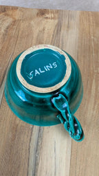Tasse vintage en céramique verte Salins avec soucoupe