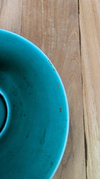 Tasse vintage en céramique verte Salins avec soucoupe