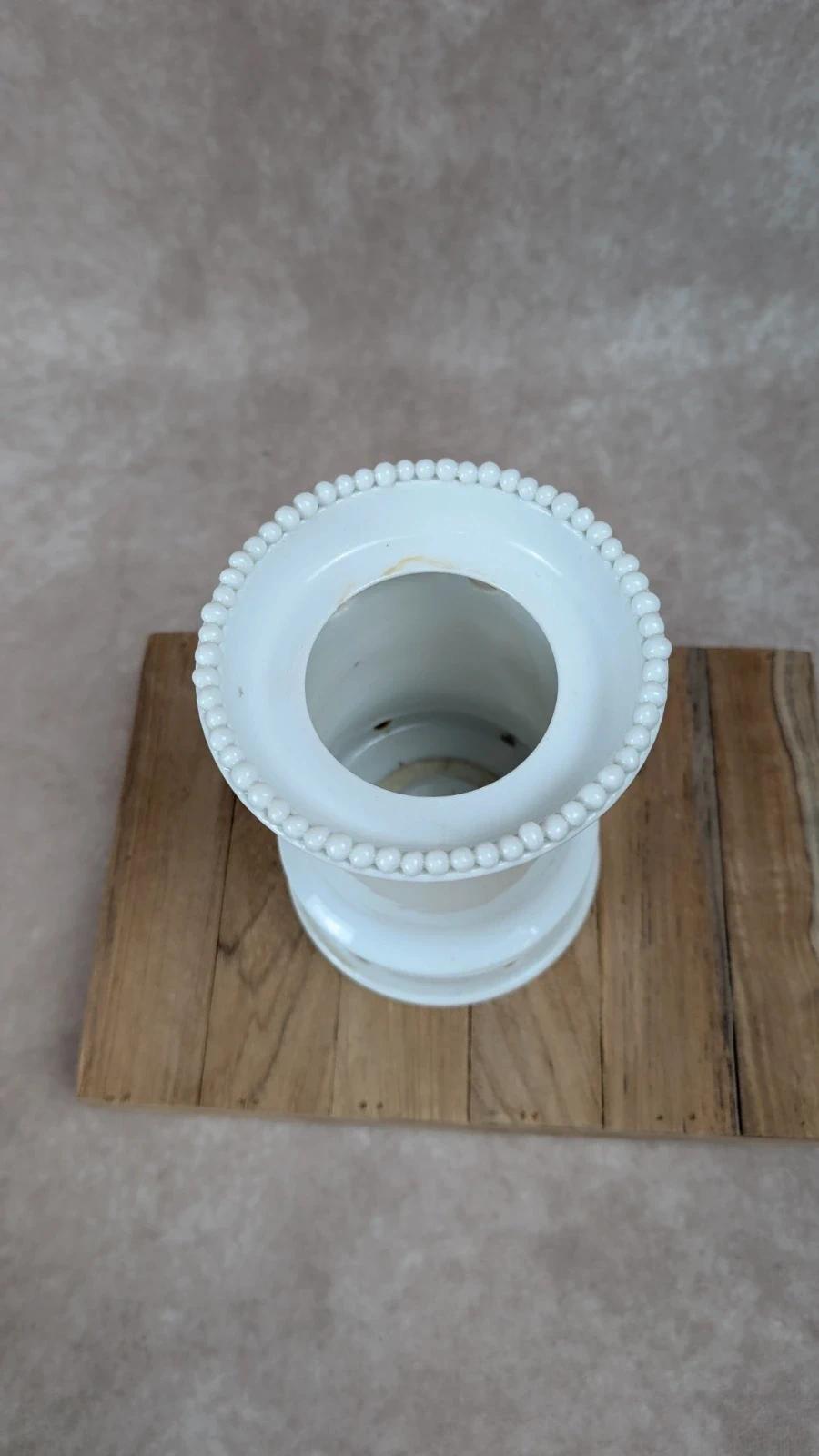 Tisanière ancienne en porcelaine blanche – service à infusion avec réchaud