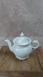 Tisanière ancienne en porcelaine blanche – service à infusion avec réchaud