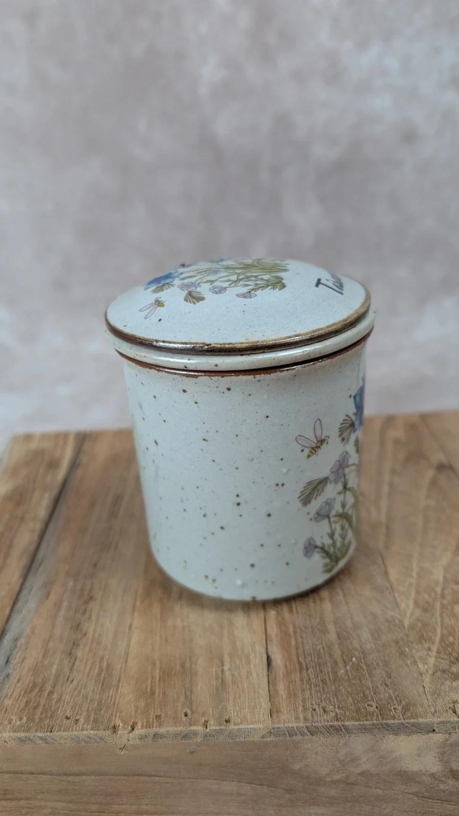 Tisanière vintage en grès avec filtre intégré – Motif fleuri 🌿💙