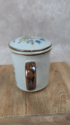 Tisanière vintage en grès avec filtre intégré – Motif fleuri 🌿💙