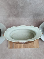 Trio de vases de cheminée Art Nouveau en céramique brune dorée et fleurs en relief 🌸