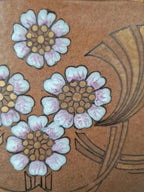 Trio de vases de cheminée Art Nouveau en céramique brune dorée et fleurs en relief 🌸