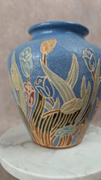 Vase ancien décor floral Art Nouveau