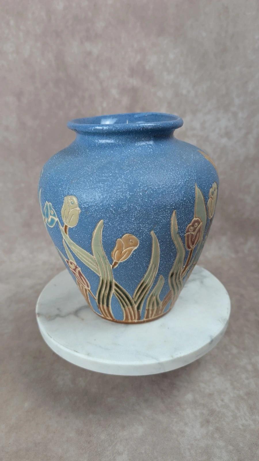 Vase ancien décor floral Art Nouveau
