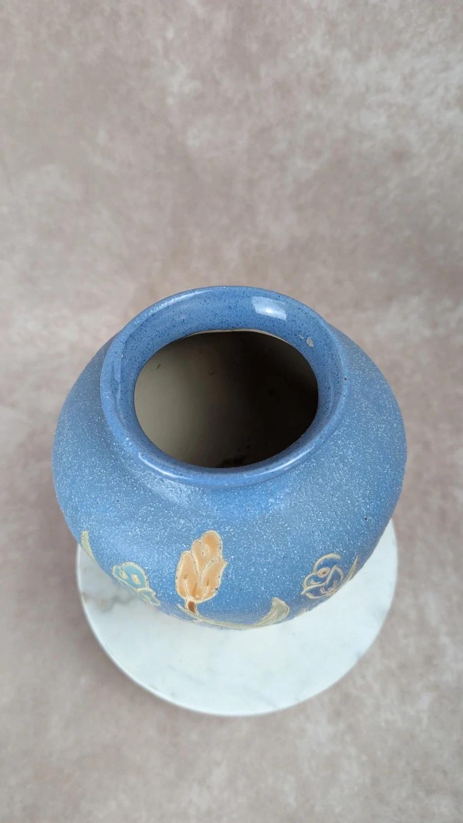 Vase ancien décor floral Art Nouveau