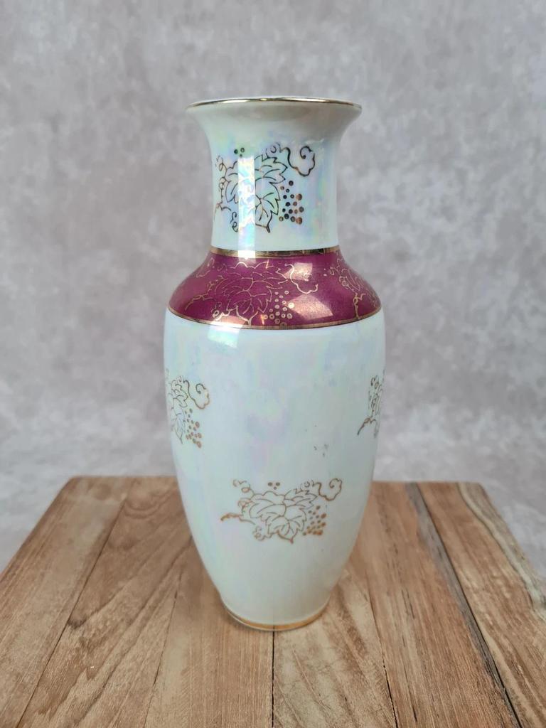 Vase ancien en porcelaine nacrée décor scène galante 🎻🌸