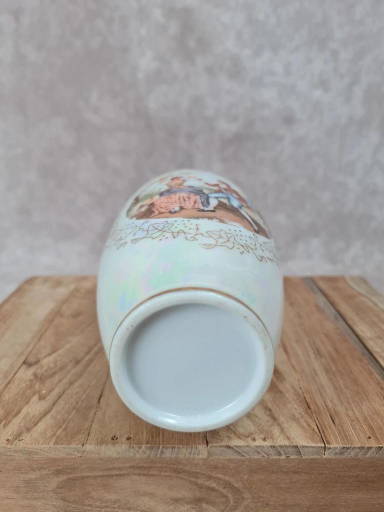 Vase ancien en porcelaine nacrée décor scène galante 🎻🌸
