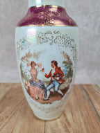 Vase ancien en porcelaine nacrée décor scène galante 🎻🌸