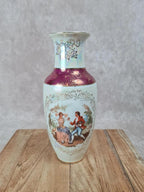 Vase ancien en porcelaine nacrée décor scène galante 🎻🌸
