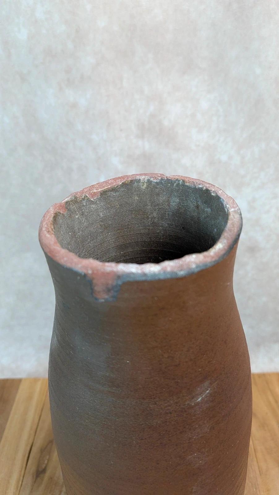 Vase en grès signé Jc Lafon – pièce artisanale vintage