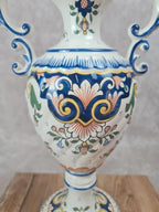 Vase faïence Desvres signé Maryse Rigaut 🎨 décor Rouen peint main