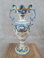 Vase faïence Desvres signé Maryse Rigaut 🎨 décor Rouen peint main