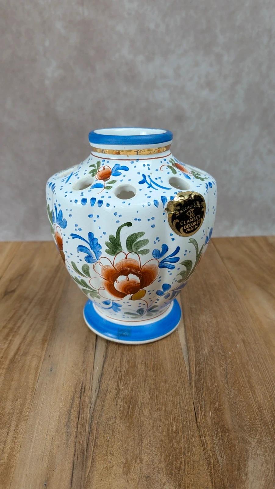 Vase pique - fleurs Faïence d’art Clamecy