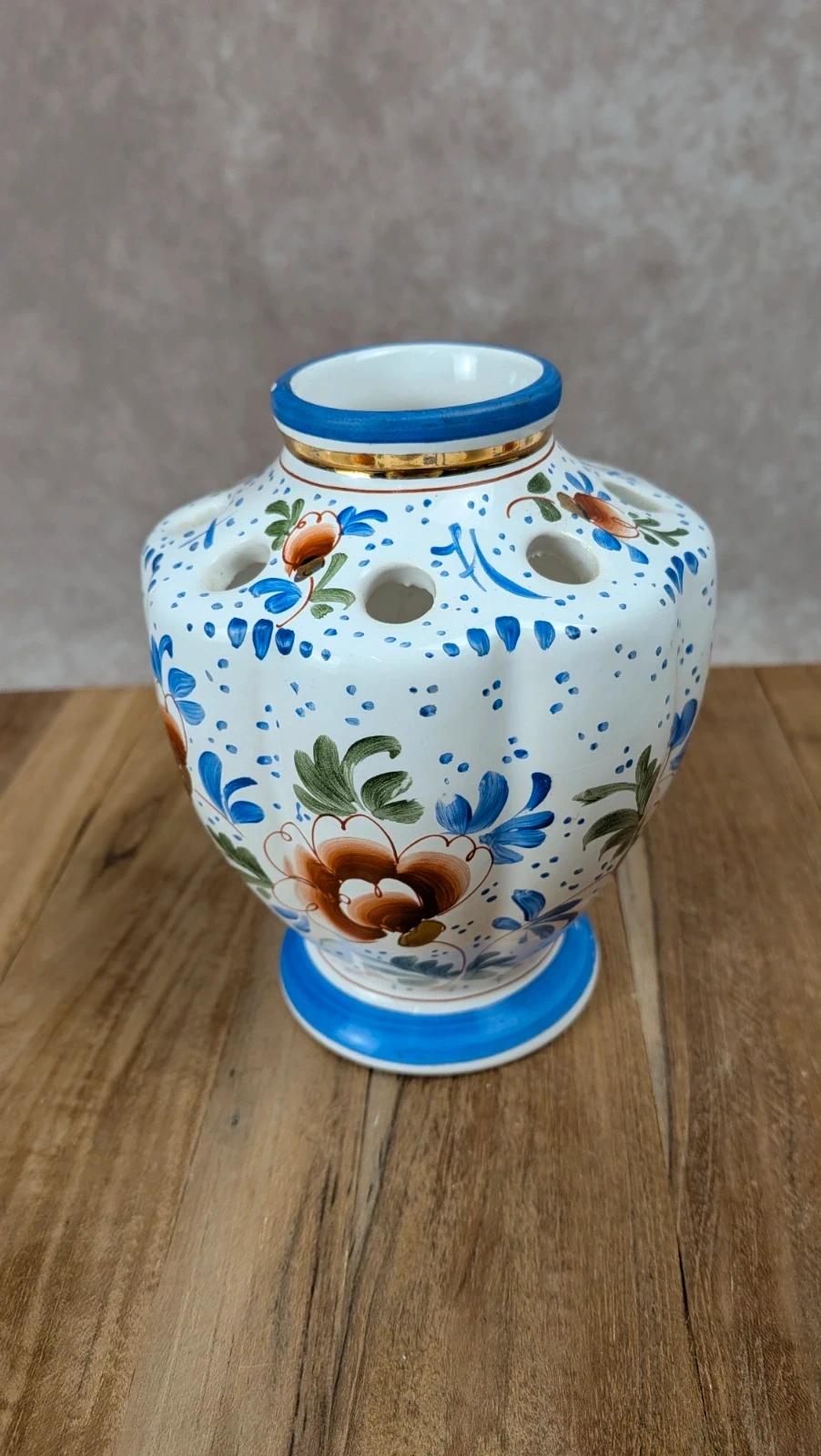 Vase pique - fleurs Faïence d’art Clamecy