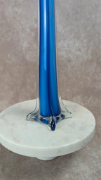 Vase soliflore bleu en verre vintage