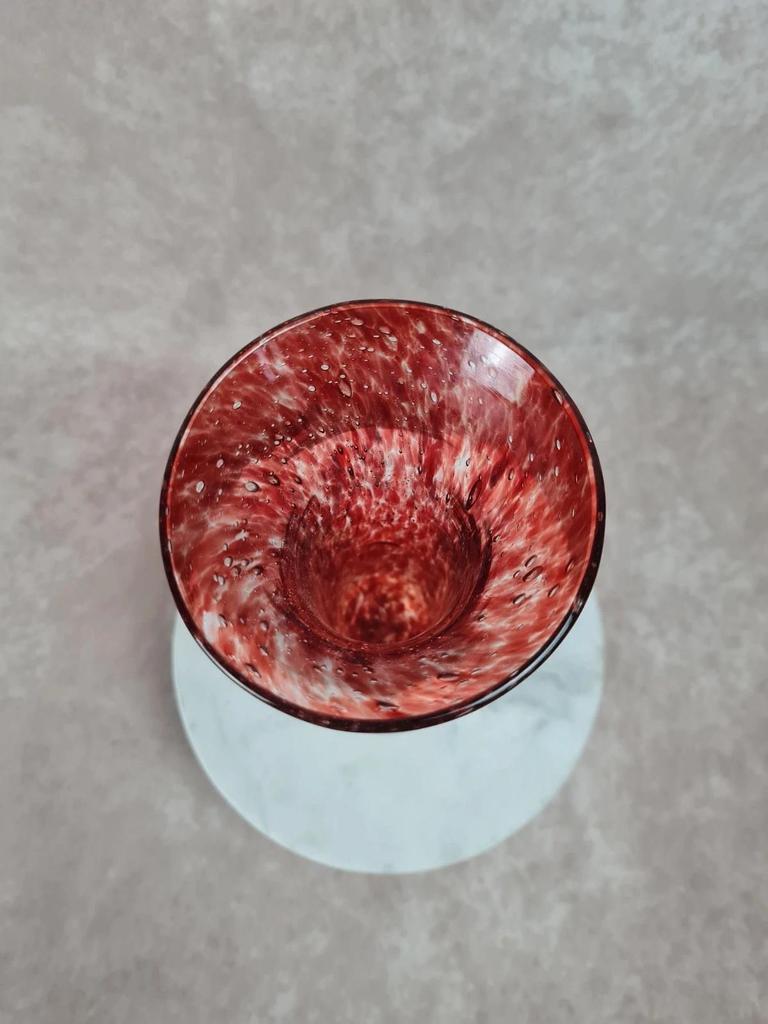 🏺 Vase soliflore en verre soufflé bullé – signé Riom