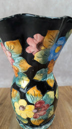 Vase Vallauris signé Gj – décor floral