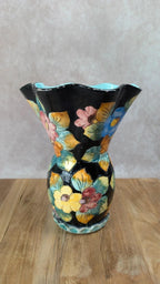 Vase Vallauris signé Gj – décor floral