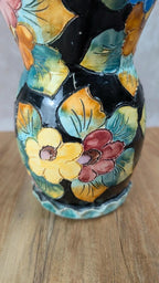 Vase Vallauris signé Gj – décor floral