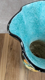 Vase Vallauris signé Gj – décor floral