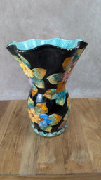 Vase Vallauris signé Gj – décor floral